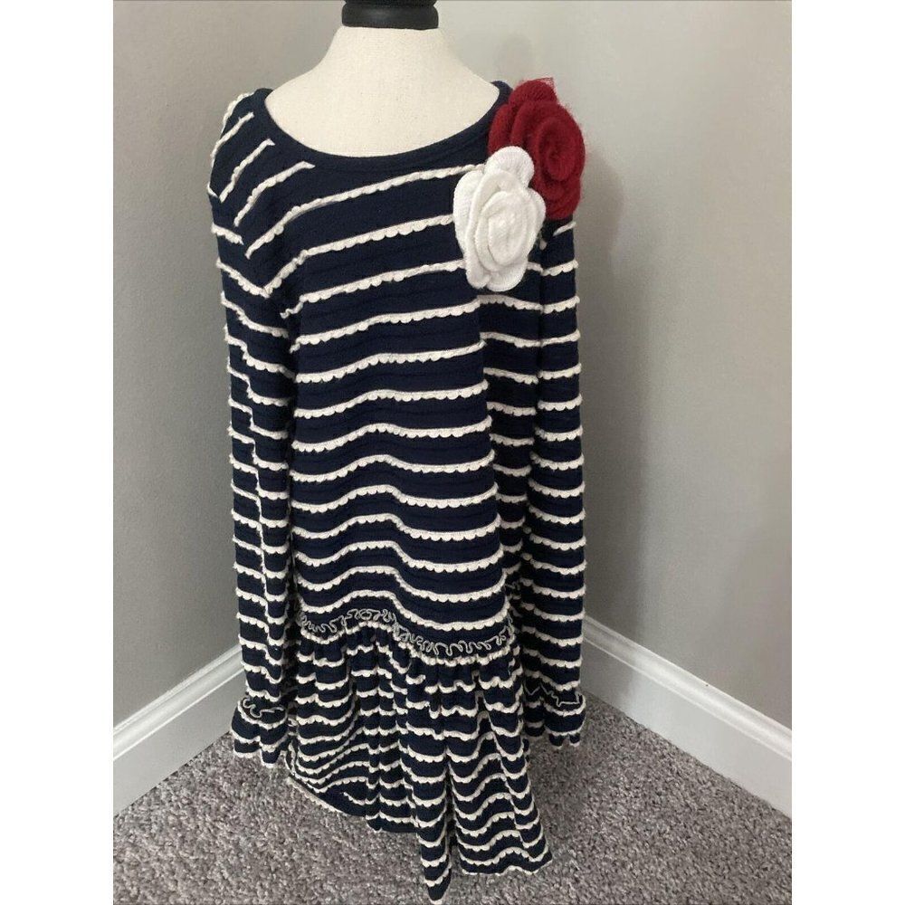 Pippa And Julie Navy Cream Frilled Skirt Knit Bodi